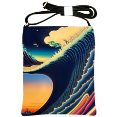 Japanese Japan Waves Sea Ocean Shoulder Sling Bag by uniart180623