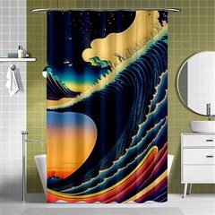 Japanese Japan Waves Sea Ocean Shower Curtain 48  X 72  (small)  by uniart180623