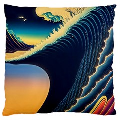 Japanese Japan Waves Sea Ocean Large Cushion Case (two Sides) by uniart180623