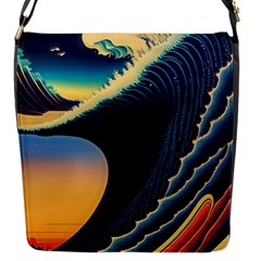 Japanese Japan Waves Sea Ocean Flap Closure Messenger Bag (s) by uniart180623