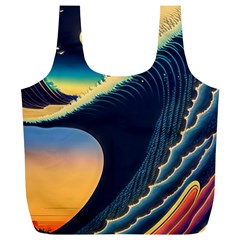 Japanese Japan Waves Sea Ocean Full Print Recycle Bag (xl) by uniart180623