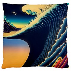 Japanese Japan Waves Sea Ocean Standard Premium Plush Fleece Cushion Case (one Side) by uniart180623