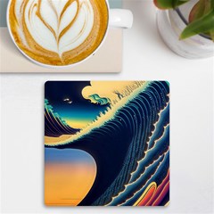 Japanese Japan Waves Sea Ocean Uv Print Square Tile Coaster  by uniart180623