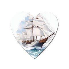 Ship Sail Sea Waves Heart Magnet by uniart180623