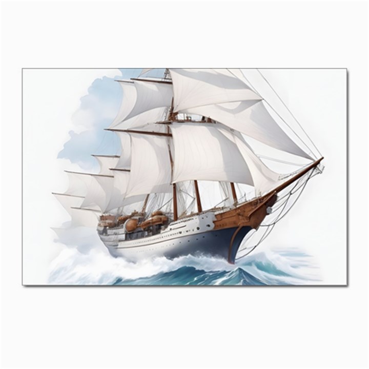 Ship Sail Sea Waves Postcard 4 x 6  (Pkg of 10)