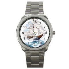 Ship Sail Sea Waves Sport Metal Watch by uniart180623