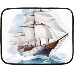 Ship Sail Sea Waves Two Sides Fleece Blanket (mini) by uniart180623