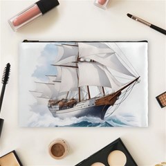 Ship Sail Sea Waves Cosmetic Bag (large) by uniart180623