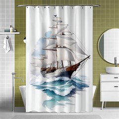 Ship Sail Sea Waves Shower Curtain 48  X 72  (small)  by uniart180623