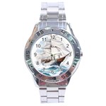 Ship Sail Sea Waves Stainless Steel Analogue Watch Front