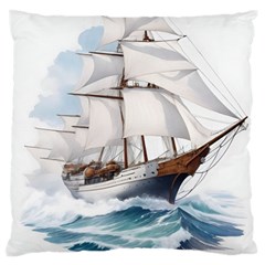 Ship Sail Sea Waves Large Cushion Case (two Sides) by uniart180623