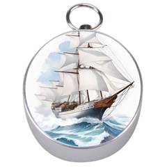 Ship Sail Sea Waves Silver Compasses by uniart180623