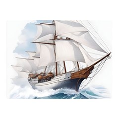 Ship Sail Sea Waves Two Sides Premium Plush Fleece Blanket (mini) by uniart180623