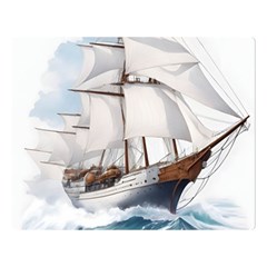 Ship Sail Sea Waves Two Sides Premium Plush Fleece Blanket (large) by uniart180623