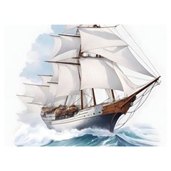 Ship Sail Sea Waves Two Sides Premium Plush Fleece Blanket (extra Small) by uniart180623