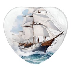 Ship Sail Sea Waves Heart Glass Fridge Magnet (4 Pack)