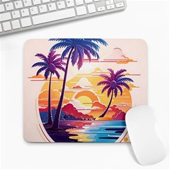 Nature Tropical Palm Trees Sunset Large Mousepad by uniart180623