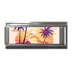 Nature Tropical Palm Trees Sunset Superlink Italian Charm (9mm) by uniart180623