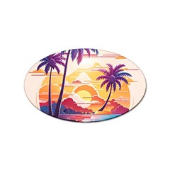 Nature Tropical Palm Trees Sunset Sticker Oval (10 Pack) by uniart180623