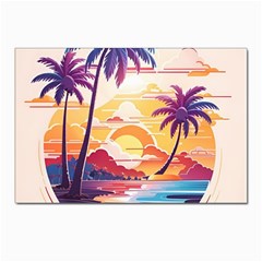 Nature Tropical Palm Trees Sunset Postcard 4 x 6  (pkg Of 10) by uniart180623