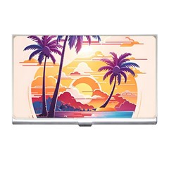 Nature Tropical Palm Trees Sunset Business Card Holder by uniart180623