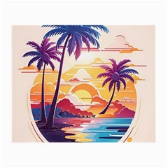 Nature Tropical Palm Trees Sunset Small Glasses Cloth