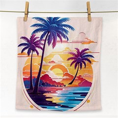 Nature Tropical Palm Trees Sunset Face Towel by uniart180623