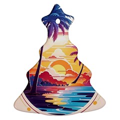 Nature Tropical Palm Trees Sunset Ornament (christmas Tree)  by uniart180623