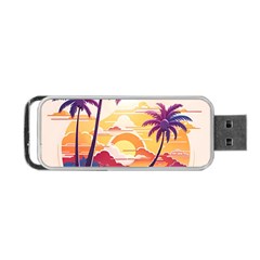 Nature Tropical Palm Trees Sunset Portable Usb Flash (one Side) by uniart180623