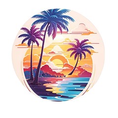 Nature Tropical Palm Trees Sunset Mini Round Pill Box by uniart180623