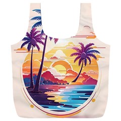 Nature Tropical Palm Trees Sunset Full Print Recycle Bag (xxl) by uniart180623