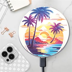 Nature Tropical Palm Trees Sunset Wireless Fast Charger(white) by uniart180623