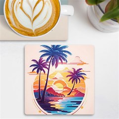 Nature Tropical Palm Trees Sunset Uv Print Square Tile Coaster  by uniart180623