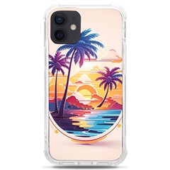 Nature Tropical Palm Trees Sunset Iphone 12 Mini Tpu Uv Print Case	 by uniart180623