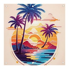 Nature Tropical Palm Trees Sunset Banner And Sign 3  X 3  by uniart180623