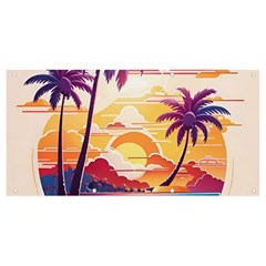 Nature Tropical Palm Trees Sunset Banner And Sign 8  X 4  by uniart180623