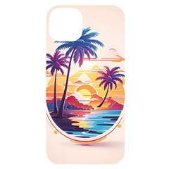 Nature Tropical Palm Trees Sunset Iphone 14 Plus Black Uv Print Case by uniart180623