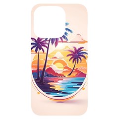 Nature Tropical Palm Trees Sunset Iphone 14 Pro Black Uv Print Case