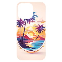 Nature Tropical Palm Trees Sunset Iphone 14 Pro Max Black Uv Print Case by uniart180623