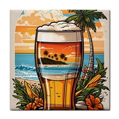 Beach Summer Drink Tile Coaster by uniart180623