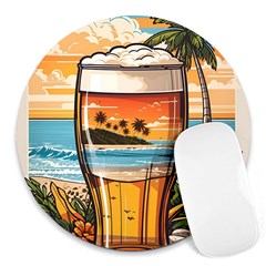 Beach Summer Drink Round Mousepad by uniart180623