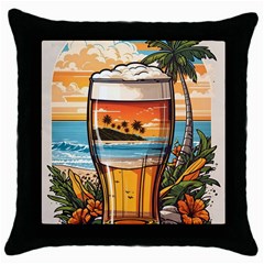 Beach Summer Drink Throw Pillow Case (black) by uniart180623