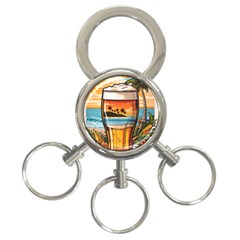 Beach Summer Drink 3-ring Key Chain by uniart180623