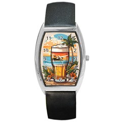 Beach Summer Drink Barrel Style Metal Watch by uniart180623