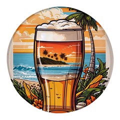 Beach Summer Drink Round Glass Fridge Magnet (4 Pack)