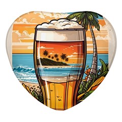 Beach Summer Drink Heart Glass Fridge Magnet (4 Pack)