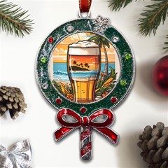 Beach Summer Drink Metal X mas Lollipop With Crystal Ornament