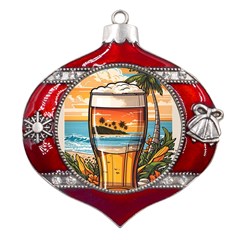 Beach Summer Drink Metal Snowflake And Bell Red Ornament