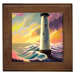 Lighthouse Colorful Abstract Art Framed Tile by uniart180623