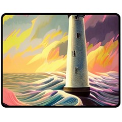 Lighthouse Colorful Abstract Art Two Sides Fleece Blanket (medium) by uniart180623